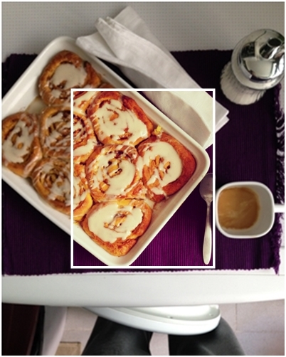 La foto general, donde se ve mi lavadora y mis pantalones de pijama (uno no desayuna de etiqueta) y el trocito de enmedio que es lo que finalmente se publica