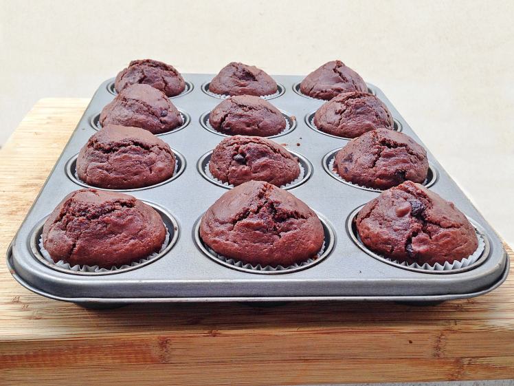 FitMuffins de chocolate con chocolate