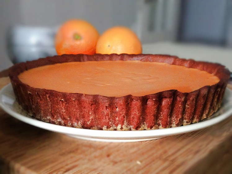 Tarta de naranja cacao y merengue