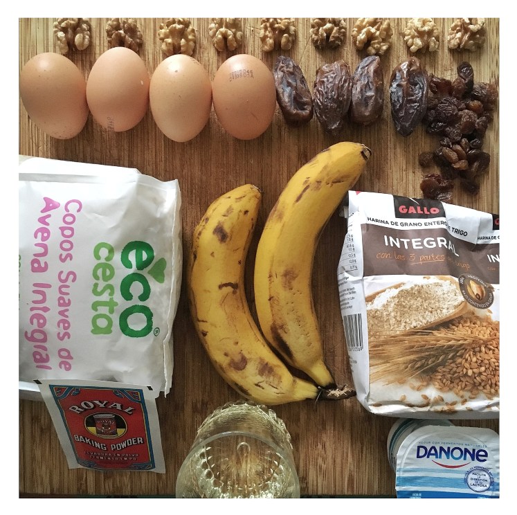 Bizcocho integral de plátano sin azúcar- Ingredientes